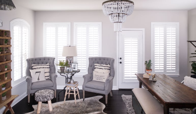 Plantation shutters in a Jacksonville living room